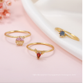 18K Gold Plated Brass Ocean Jewelry Ocean Ring Colorful Zircon for girl